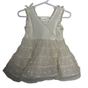 VTG Her Majesty Cream Lace Bow Tiered Dress Girl Size 2T Special‎ Occasion